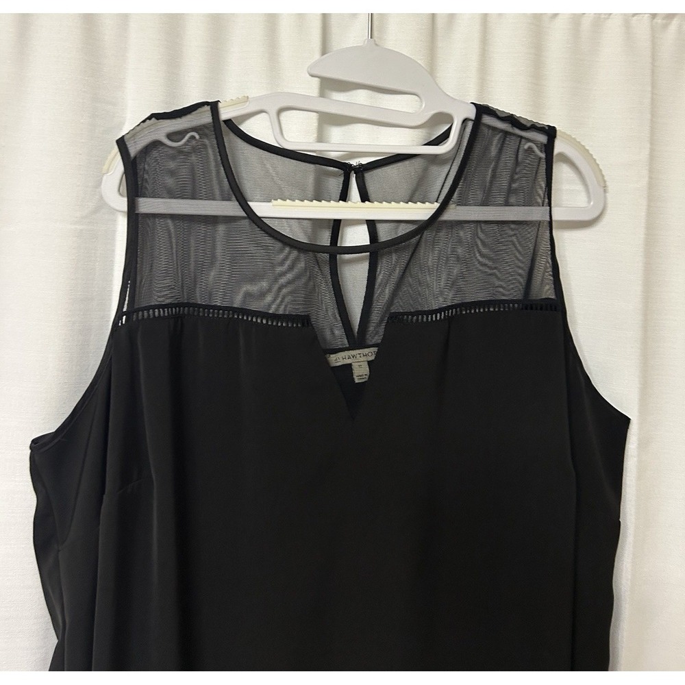 41 Hawthorn Women's Sleeveless Blouse Size 1X Top Black Sheer Neck Top Business - Picture 2 of 5